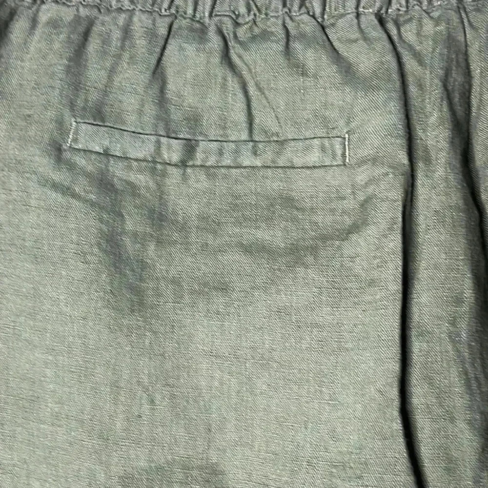 Zara Army Green Women Linen Linen Straight Leg Pull On Pants Size M
